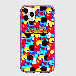 Чехол iPhone 11 Pro матовый Minecraft пушистики, цвет: 3D-фиолетовый