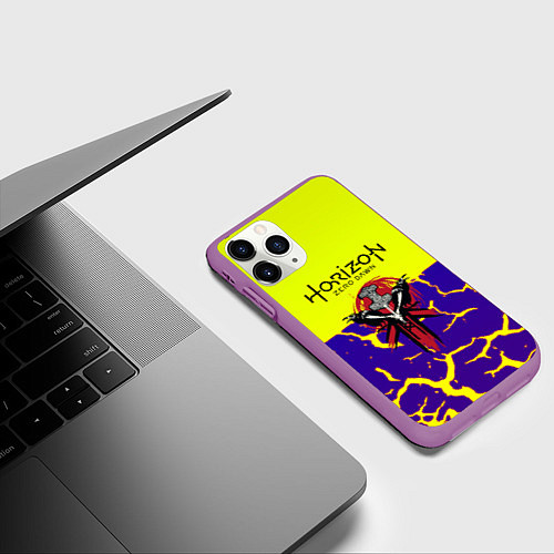 Чехол iPhone 11 Pro матовый Horizon zero dawn разломы / 3D-Фиолетовый – фото 3