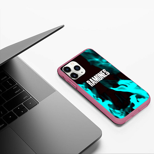 Чехол iPhone 11 Pro матовый Ramones fire rose / 3D-Малиновый – фото 3