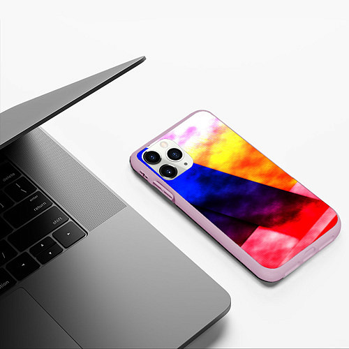 Чехол iPhone 11 Pro матовый Градиентовая геометрия / 3D-Розовый – фото 3