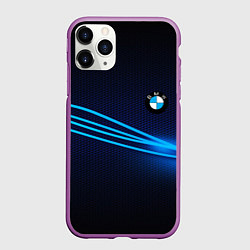 Чехол iPhone 11 Pro матовый BMW line blue, цвет: 3D-фиолетовый