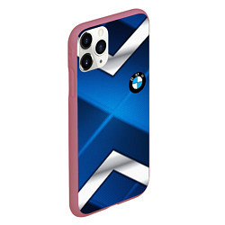 Чехол iPhone 11 Pro матовый BMW metalic blue abstract, цвет: 3D-малиновый — фото 2