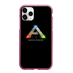 Чехол iPhone 11 Pro матовый Ark: Survival Evolved logo rpg, цвет: 3D-малиновый