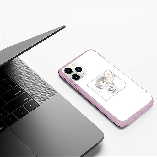 Чехол iPhone 11 Pro матовый 404 error anime tag / 3D-Розовый – фото 3