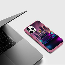 Чехол iPhone 11 Pro матовый Porshe big city, цвет: 3D-малиновый — фото 2