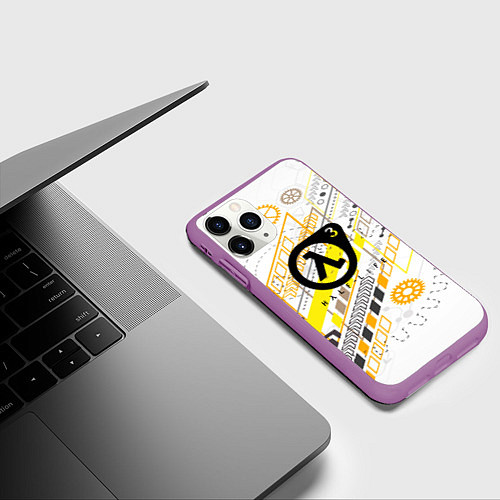 Чехол iPhone 11 Pro матовый Half life 3 механика / 3D-Фиолетовый – фото 3
