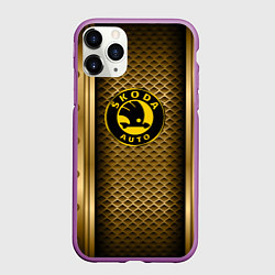 Чехол iPhone 11 Pro матовый Skoda auto motor, цвет: 3D-фиолетовый