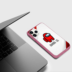 Чехол iPhone 11 Pro матовый Among us game geometry, цвет: 3D-малиновый — фото 2