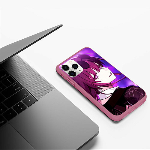 Чехол iPhone 11 Pro матовый Honkai Star Rail Kafka violet light / 3D-Малиновый – фото 3