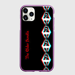 Чехол iPhone 11 Pro матовый The Elder Scrolls glitch logo, цвет: 3D-фиолетовый