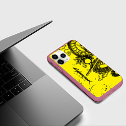 Чехол iPhone 11 Pro матовый Syberpunk dragon tatoo, цвет: 3D-малиновый — фото 2