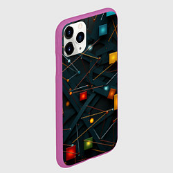 Чехол iPhone 11 Pro матовый Геометрическая абстракция, цвет: 3D-фиолетовый — фото 2