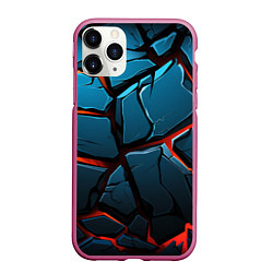 Чехол iPhone 11 Pro матовый Разломленные камни текстура, цвет: 3D-малиновый