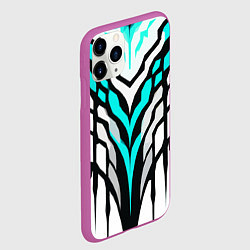 Чехол iPhone 11 Pro матовый Агрессивные чёрно-голубые полосы на белом фоне, цвет: 3D-фиолетовый — фото 2
