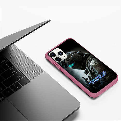 Чехол iPhone 11 Pro матовый Counter strike 2 спецназ / 3D-Малиновый – фото 3
