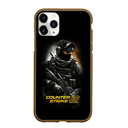 Чехол iPhone 11 Pro матовый Counter strike спецназовец, цвет: 3D-коричневый