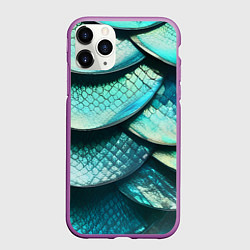 Чехол iPhone 11 Pro матовый Чешуя крупной рыбы, цвет: 3D-фиолетовый