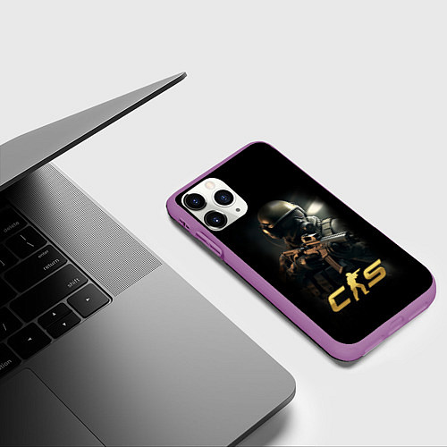 Чехол iPhone 11 Pro матовый CS counter terrorist / 3D-Фиолетовый – фото 3