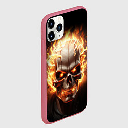 Чехол iPhone 11 Pro матовый Череп в огне, цвет: 3D-малиновый — фото 2
