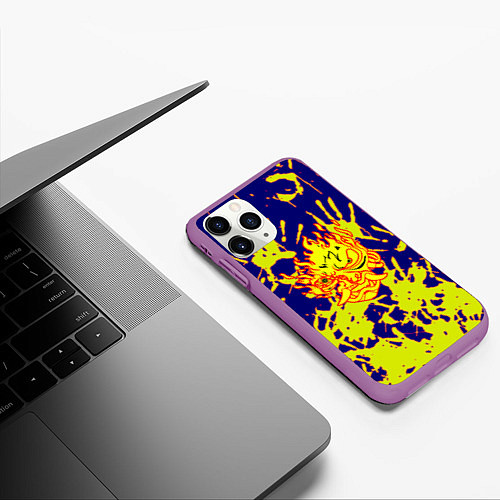 Чехол iPhone 11 Pro матовый Cyberpunk 2077 hands / 3D-Фиолетовый – фото 3