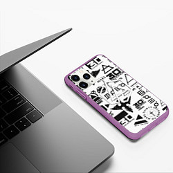 Чехол iPhone 11 Pro матовый Linkin park pattern 30 second to mars, цвет: 3D-фиолетовый — фото 2