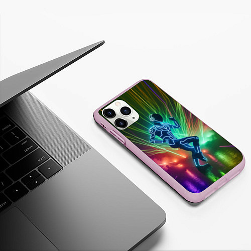 Чехол iPhone 11 Pro матовый Neon cyber dance - ai art fantasy / 3D-Розовый – фото 3