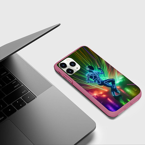 Чехол iPhone 11 Pro матовый Neon cyber dance - ai art fantasy / 3D-Малиновый – фото 3