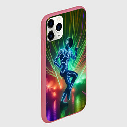 Чехол iPhone 11 Pro матовый Neon cyber dance - ai art fantasy, цвет: 3D-малиновый — фото 2