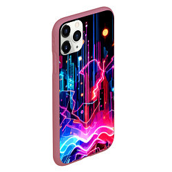 Чехол iPhone 11 Pro матовый Neon fantasy - ai art, цвет: 3D-малиновый — фото 2