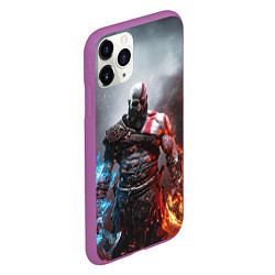 Чехол iPhone 11 Pro матовый God of War Кратос, цвет: 3D-фиолетовый — фото 2