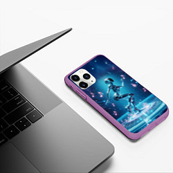 Чехол iPhone 11 Pro матовый Cyber robot girl - ai art fantasy, цвет: 3D-фиолетовый — фото 2