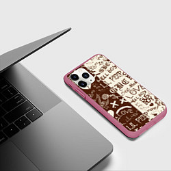 Чехол iPhone 11 Pro матовый Lil peep retro pattern, цвет: 3D-малиновый — фото 2