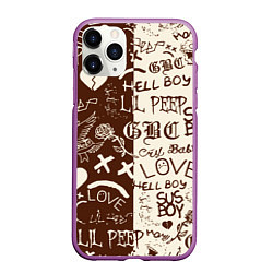 Чехол iPhone 11 Pro матовый Lil peep retro pattern, цвет: 3D-фиолетовый