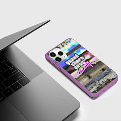 Чехол iPhone 11 Pro матовый Vice city glitch, цвет: 3D-фиолетовый — фото 2
