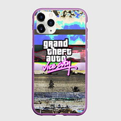 Чехол iPhone 11 Pro матовый Vice city glitch, цвет: 3D-фиолетовый