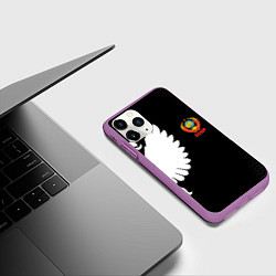 Чехол iPhone 11 Pro матовый СССР паттерн орёл, цвет: 3D-фиолетовый — фото 2