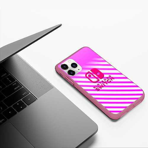 Чехол iPhone 11 Pro матовый Nintendo pink line / 3D-Малиновый – фото 3