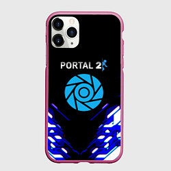 Чехол iPhone 11 Pro матовый Portal 2 неоновая текстура, цвет: 3D-малиновый