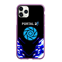 Чехол iPhone 11 Pro матовый Portal 2 неоновая текстура, цвет: 3D-фиолетовый