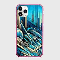 Чехол iPhone 11 Pro матовый Абстрактный урбанистический пейзаж - нейроарт, цвет: 3D-малиновый