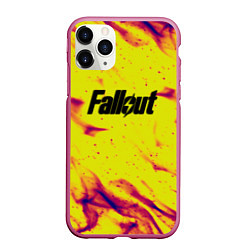 Чехол iPhone 11 Pro матовый Fallout fire steel, цвет: 3D-малиновый