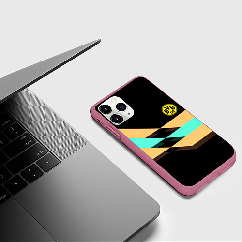 Чехол iPhone 11 Pro матовый Borussia sport line / 3D-Малиновый – фото 3