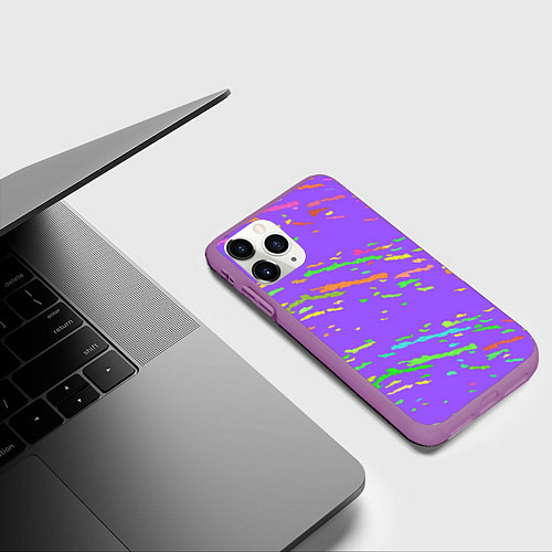 Чехол iPhone 11 Pro матовый Яркие штрихи / 3D-Фиолетовый – фото 3