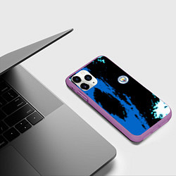 Чехол iPhone 11 Pro матовый Манчестер сити краски абстрактные, цвет: 3D-фиолетовый — фото 2