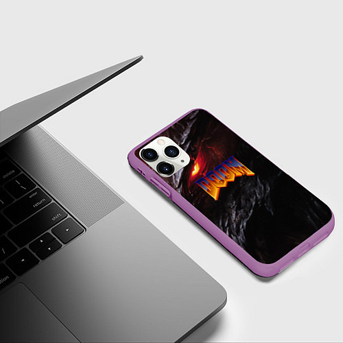Чехол iPhone 11 Pro матовый Doom to hell / 3D-Фиолетовый – фото 3