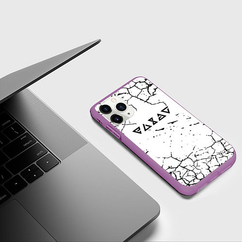 Чехол iPhone 11 Pro матовый Ведьмак трещины в земле / 3D-Фиолетовый – фото 3