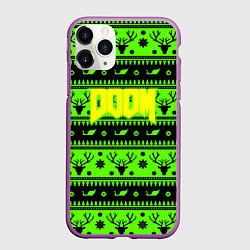 Чехол iPhone 11 Pro матовый Doom кислотный новый год, цвет: 3D-фиолетовый