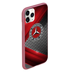 Чехол iPhone 11 Pro матовый Mercedes benz текстура метал, цвет: 3D-малиновый — фото 2