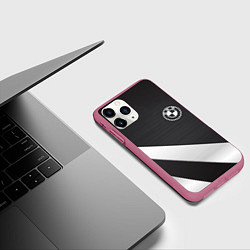 Чехол iPhone 11 Pro матовый BMW sport line geometry steel, цвет: 3D-малиновый — фото 2