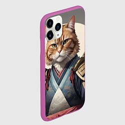 Чехол iPhone 11 Pro матовый Красивый кот самурай, цвет: 3D-фиолетовый — фото 2